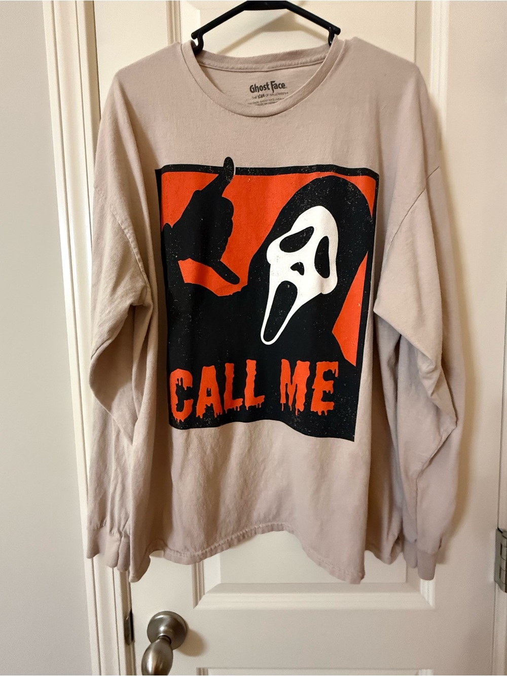 Bioworld Ghost Fast βCall Meβ Beige Long Sleeve Tee Size XL